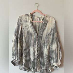 Parker NYC Silk Black and White Blouse Size M